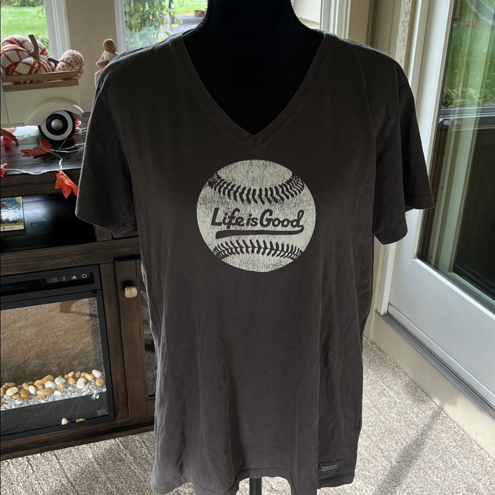 Life Is Good Charcoal Baseball Tee